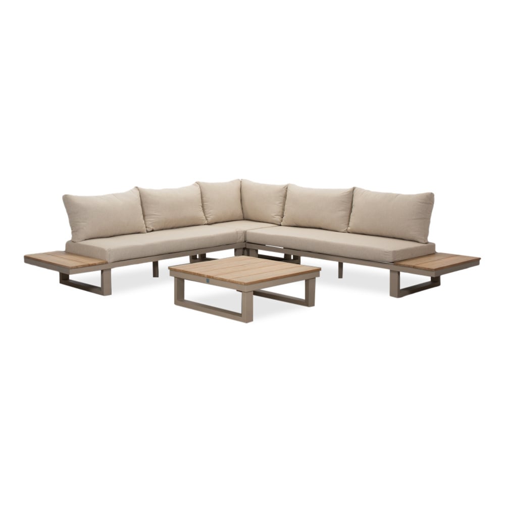 canyon hoek loungeset 4 delig | aluminium + hardhout | beige | 280x280cm