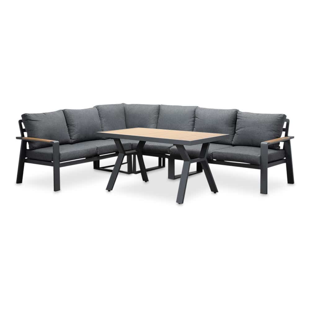lola dining loungeset | aluminium + polywood | antraciet | 288x220cm