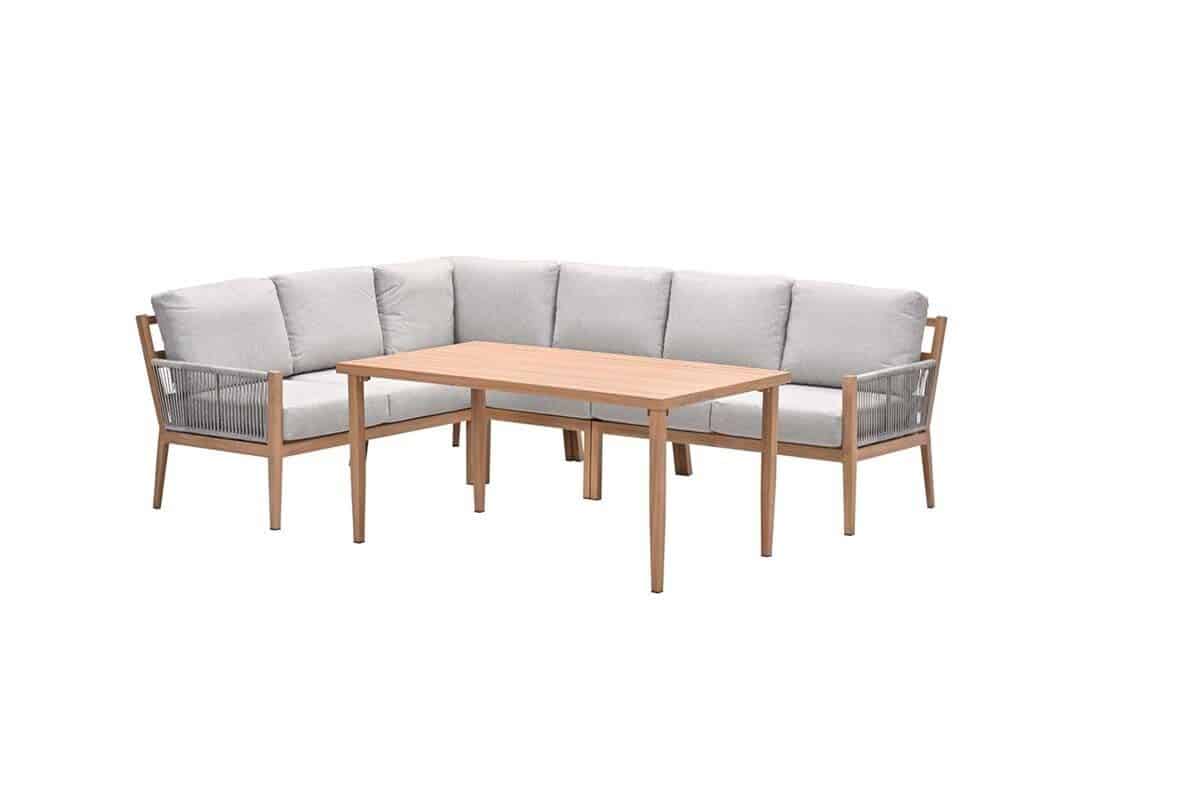 sardinia lounge dining hoek 5 delig teak look robe zand