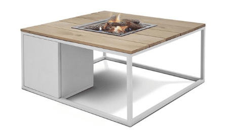 cosiloft 100 vuurtafel white/teak 100x100x47 cm