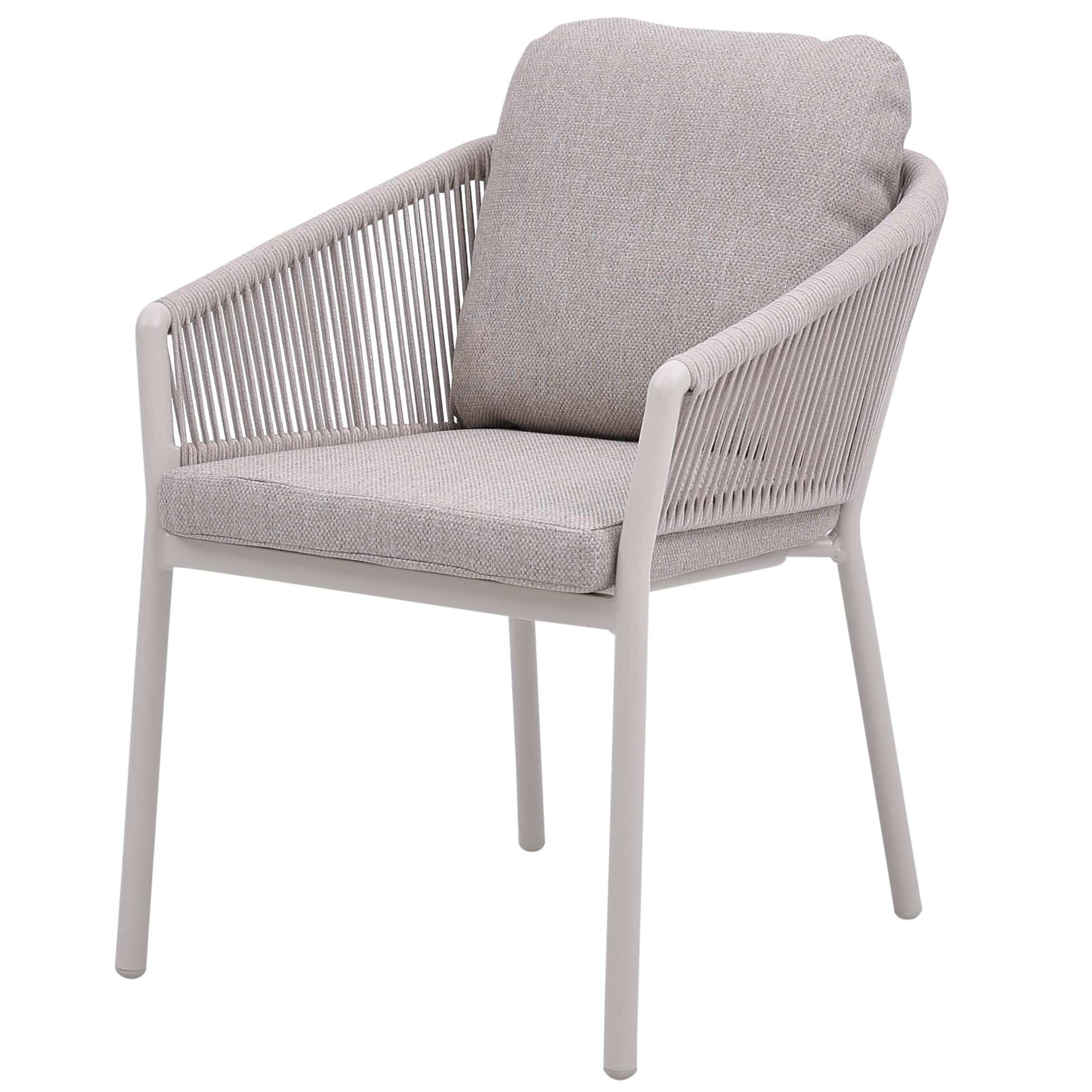 joshua dining tuinstoel rope aluminium latte zand