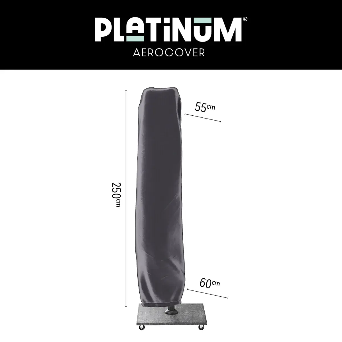 platinum aerocover free arm parasol cover h250cm