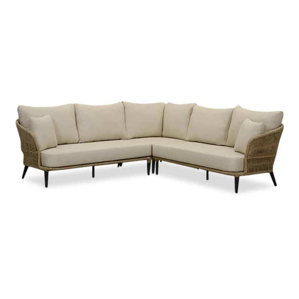 palermo hoek loungeset 5 personen | aluminium + touw | sahara dust | 4 delig 230x230cm
