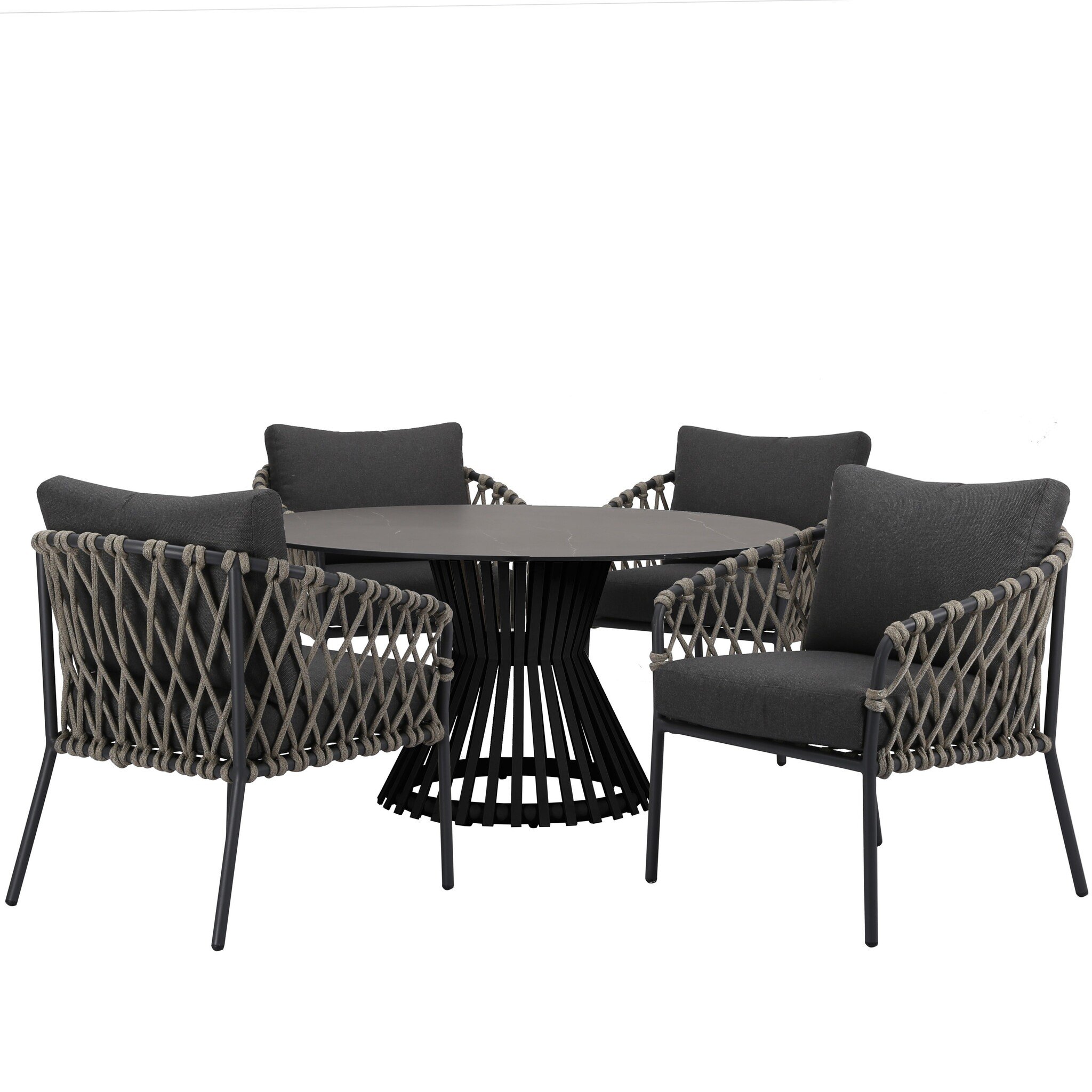 amalfi pasadena low dining tuinset 5 delig antraciet