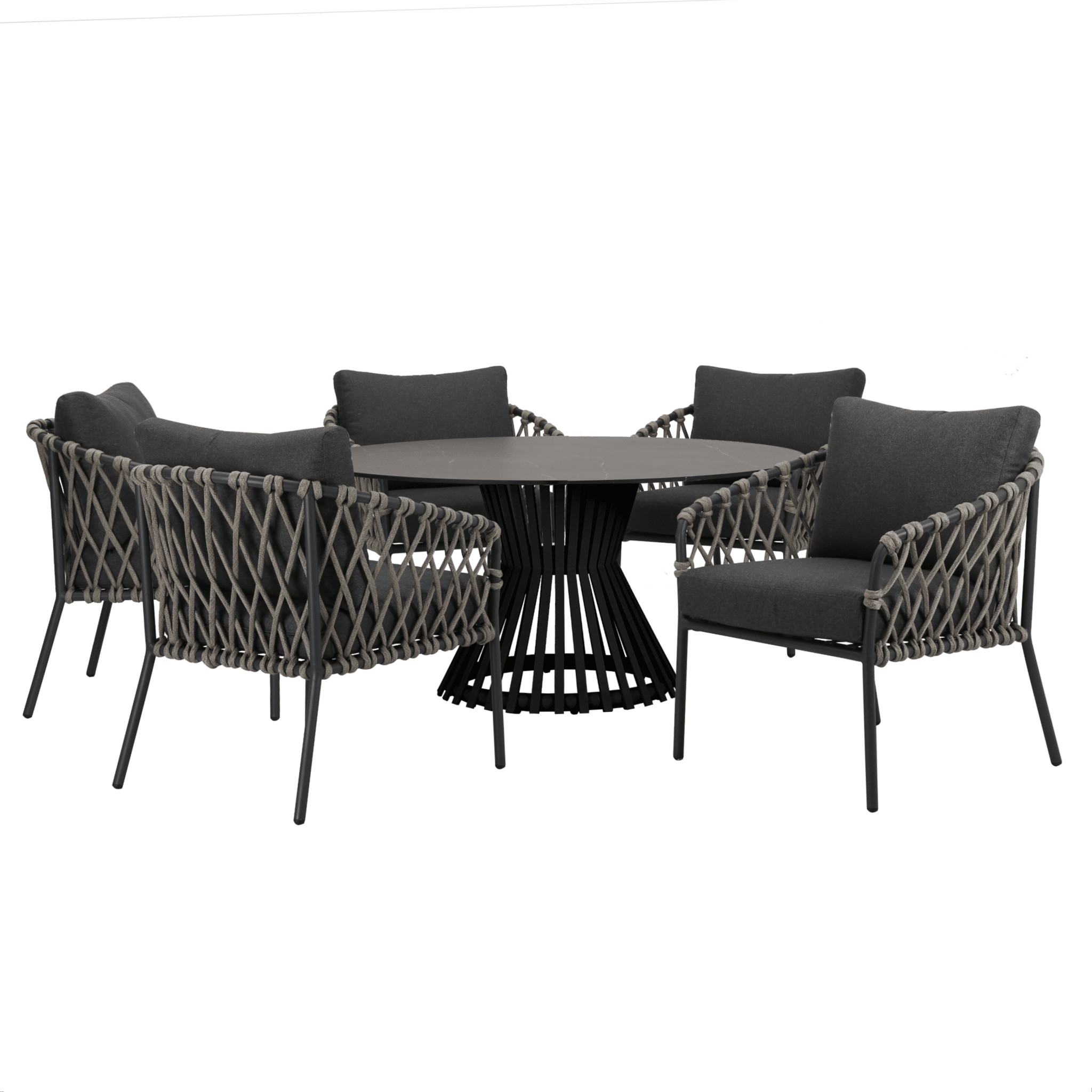amalfi pasadena low dining tuinset 6 delig antraciet