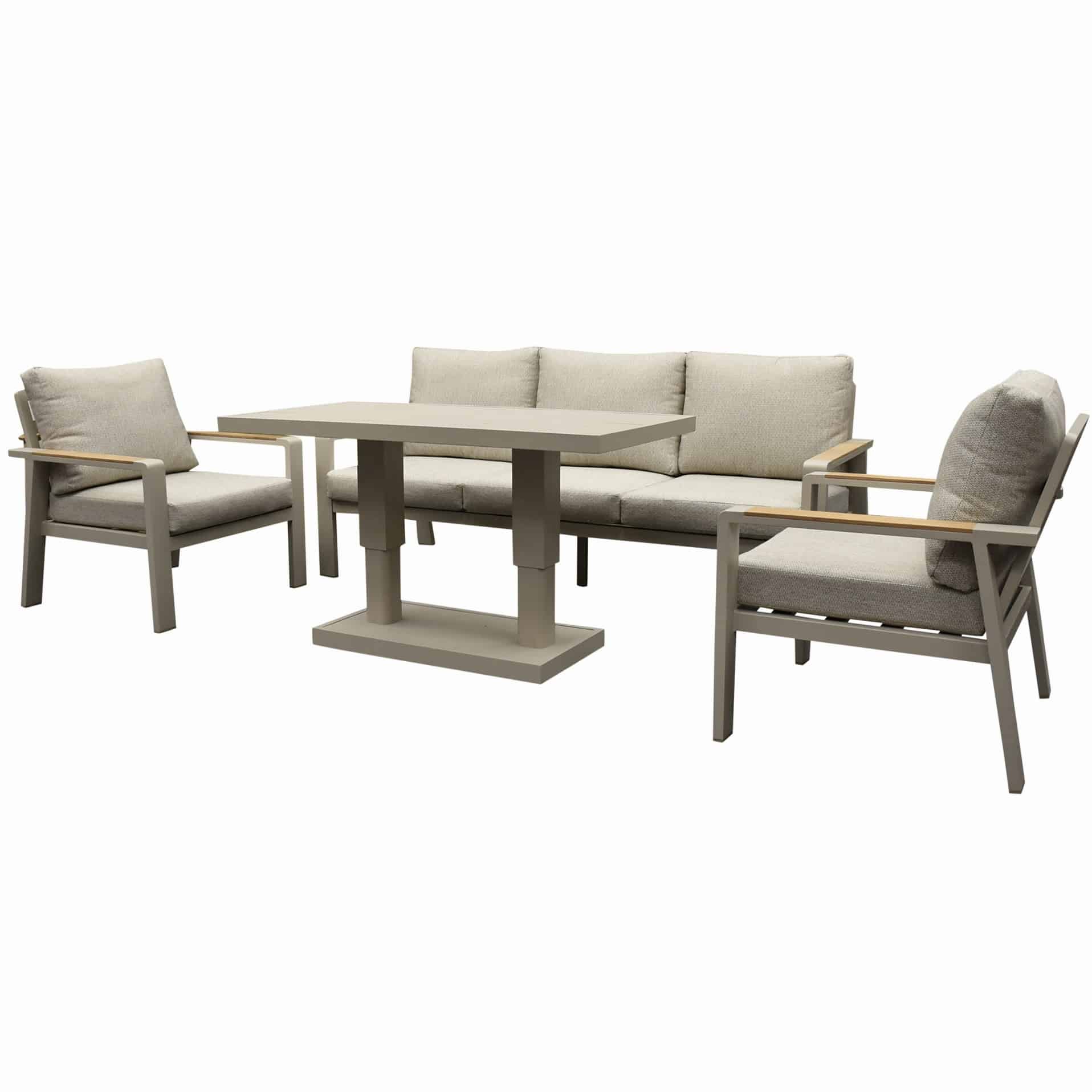 lola stoel bank dining loungeset 4 delig verstelbare tafel latte zand