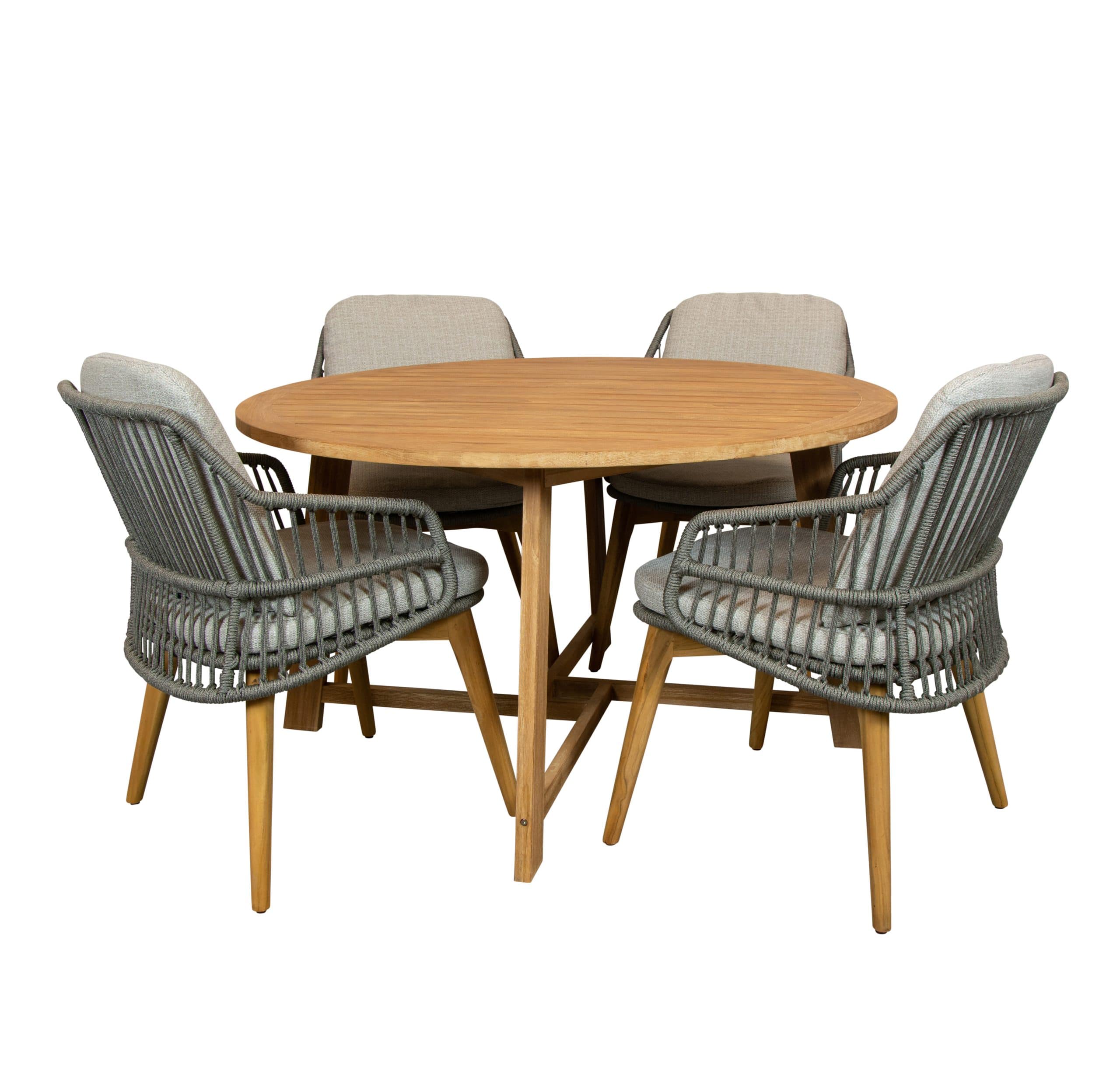alexander teak tuintafel 130 rond met 4so sempre dining tuinstoel