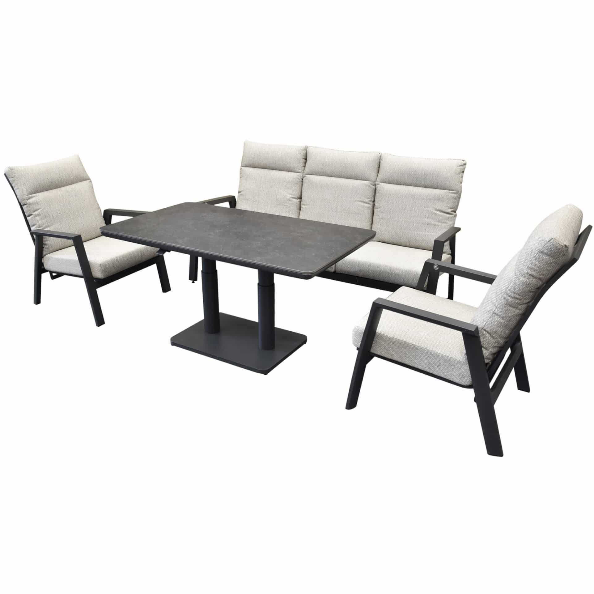 barolo pacific stoel bank dining loungeset 4 delig verstelbaar antraciet