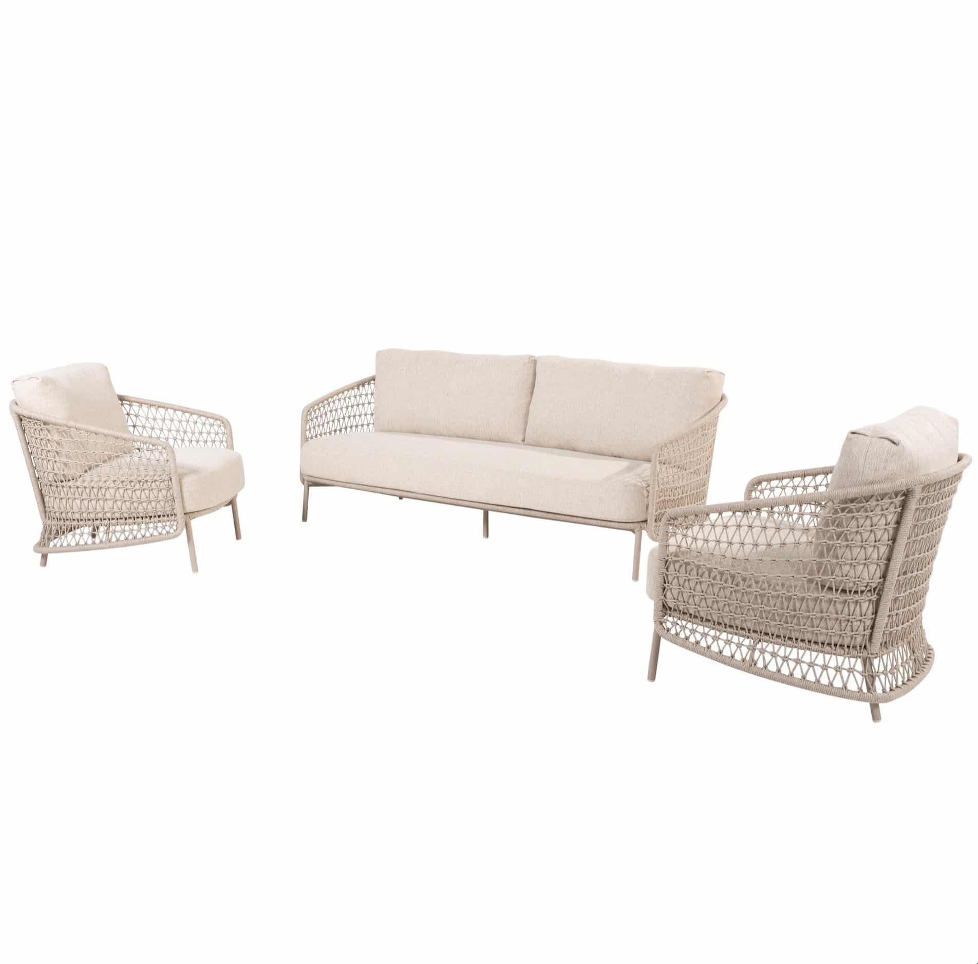 puccini stoel bank loungeset 3 delig rope latte 4 seasons outdoor