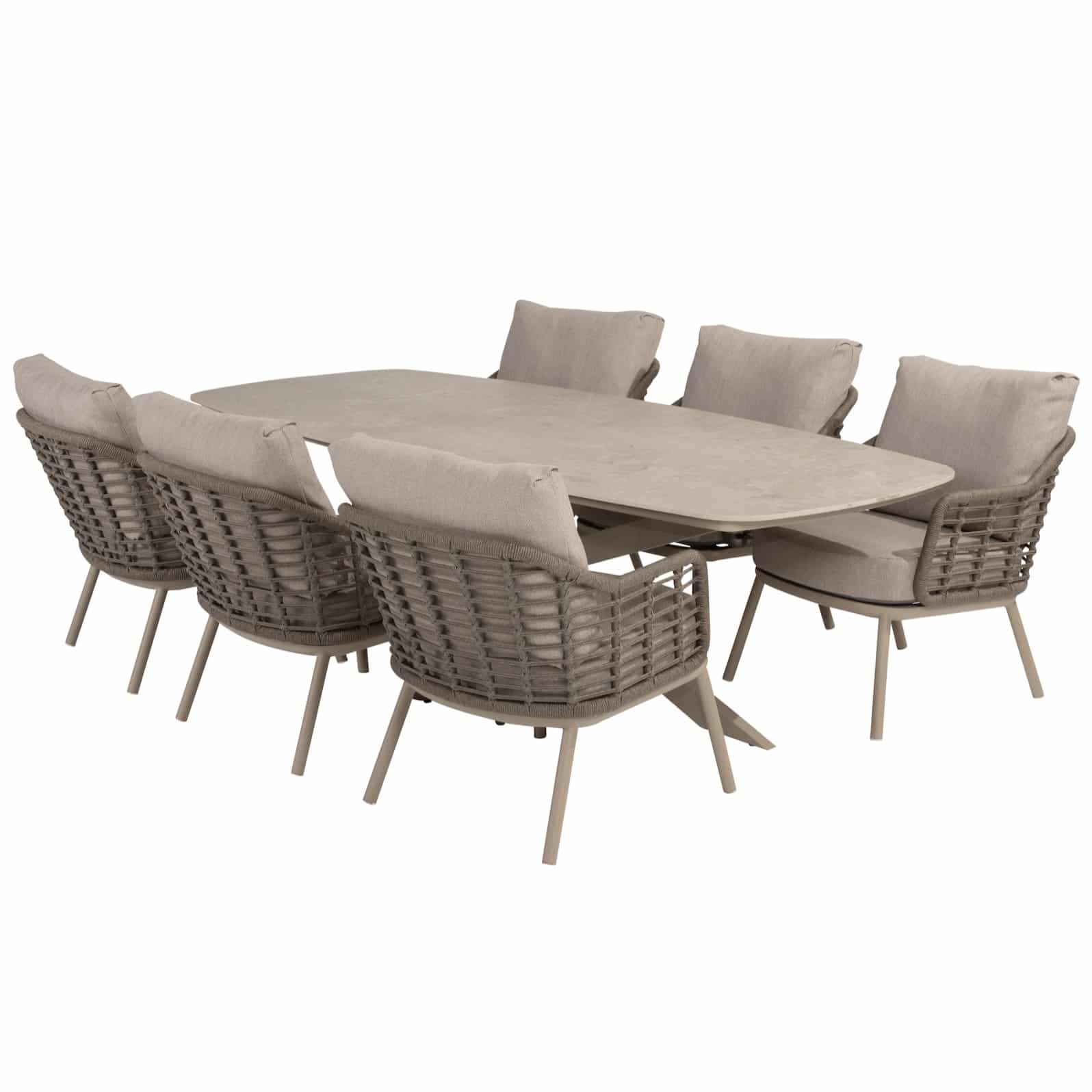 puglia nevada low dining tuinset 250x105xh69 cm 7 delig deens ovaal keramiek 4 seasons outdoor