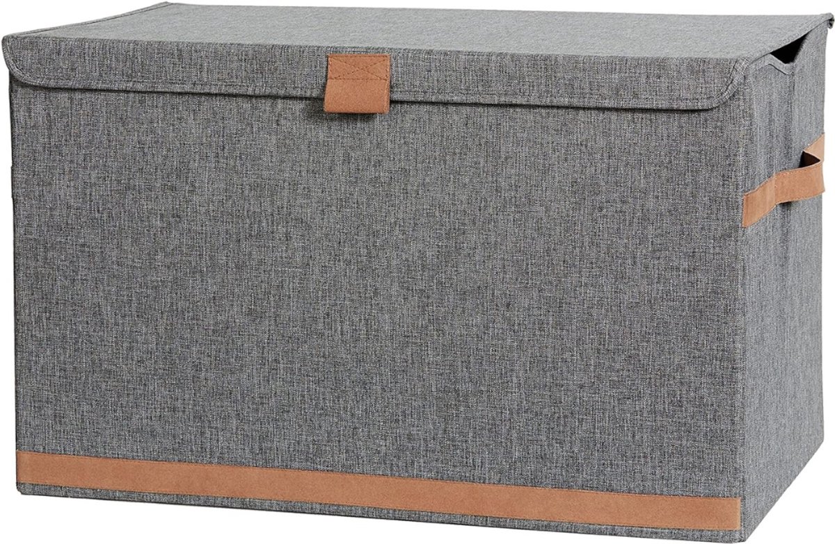 aurixi® dekenkist dekenmand opbergbank grijs 62cm x 38cm x 39cm