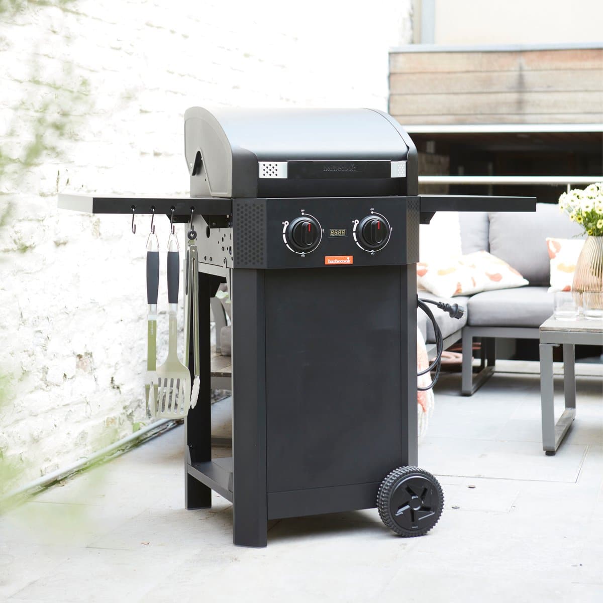barbecook e luca elektrische barbecue met inklapbare zijtafels zwart 121.4×60.3×112.3cm