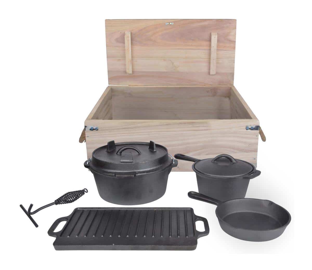 esschert design 7 delig kampvuurkookset dutch oven dutch oven staal