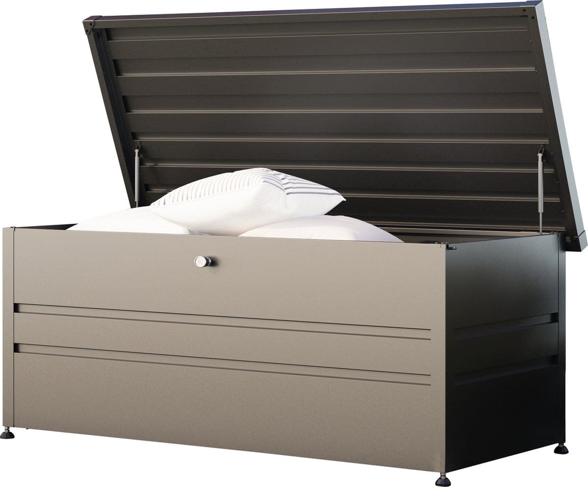 gfp primeyard® tuinbox 182x84x72 cm tuinkist kussenbox opberg kist metaal antraciet waterdicht