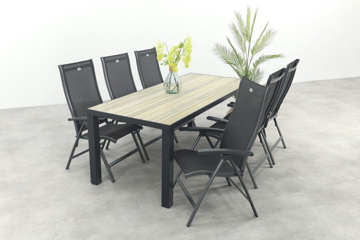 hartman salvatore/nola verstelbare tuinset 210×90 cm. antraciet/houtlook