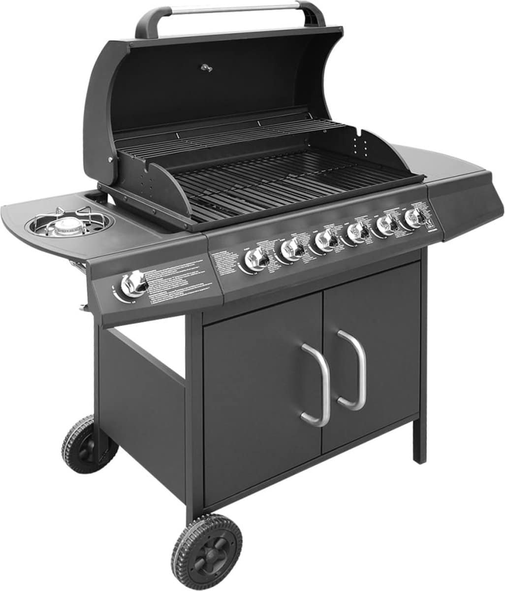 vidaxl gasbarbecue 6+1 kookzone zwart