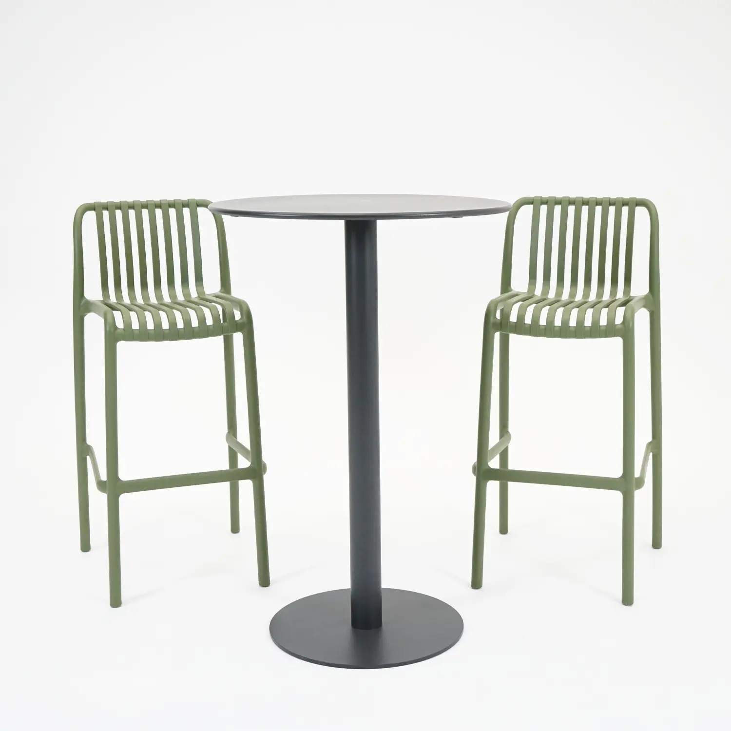 barset 2x porto barstoelen met santo bartafel 70 groen zwart vita