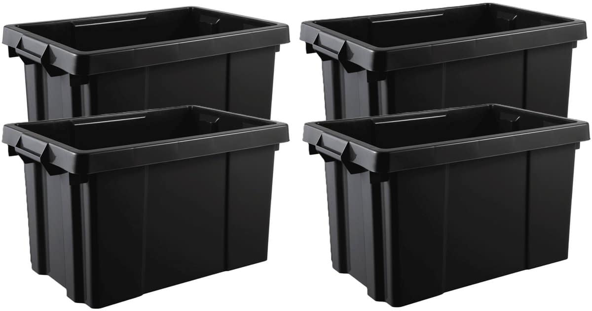 eda opbergbox/opbergkrat 54 l 20x zwart kunststof