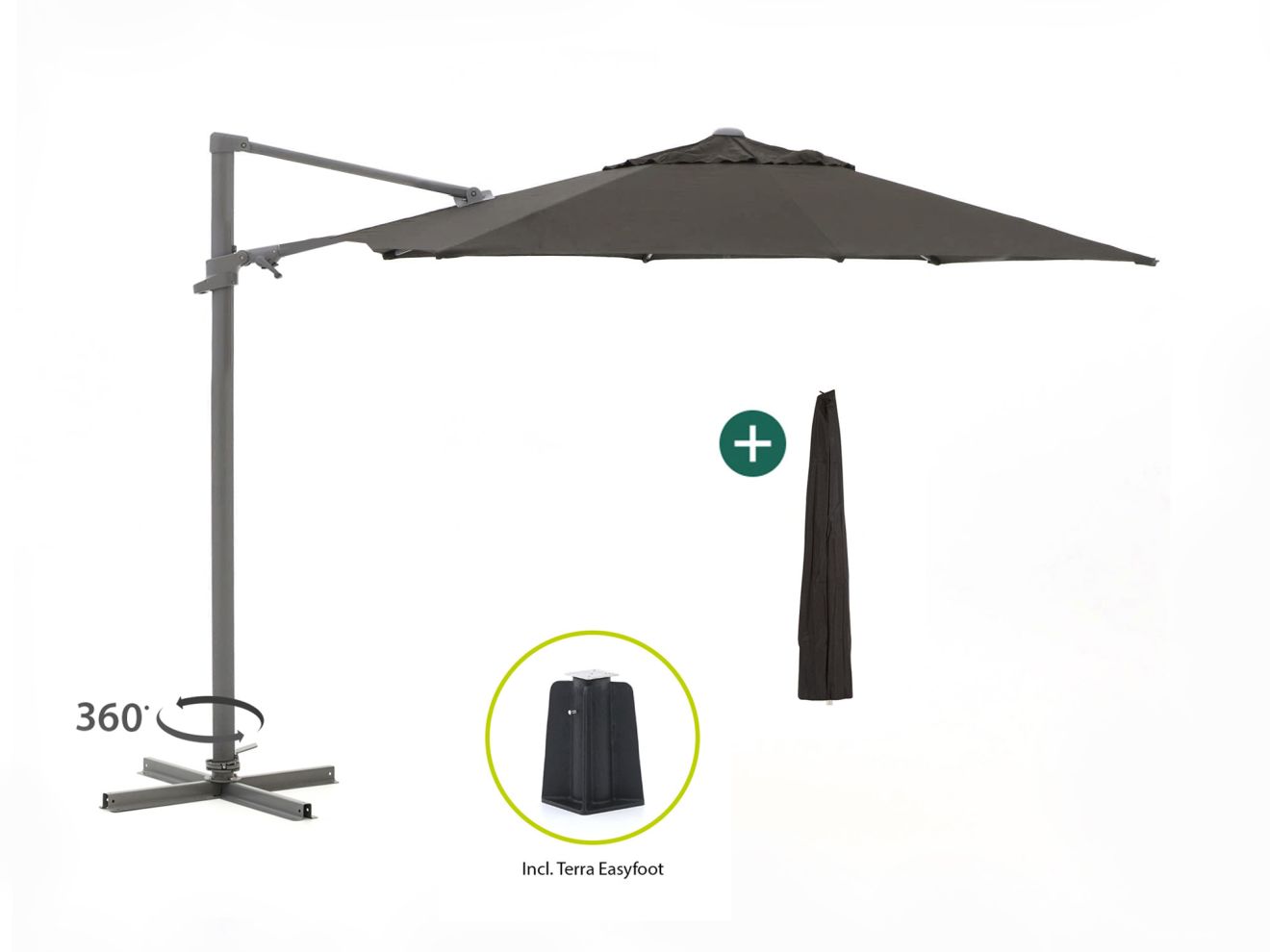 shadowline francisco zweefparasol ø330cm laagste prijsgarantie!