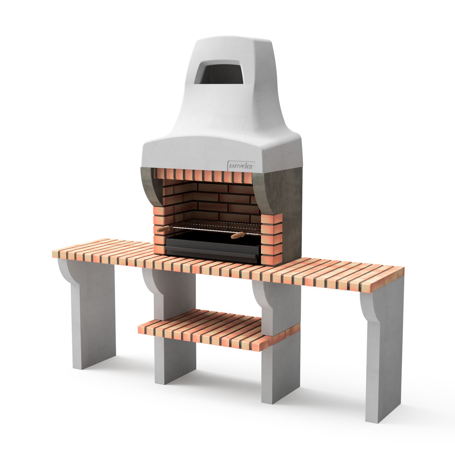 tuozi houtskoolbarbecue bailén plus 2 zijtafels oranje 69,5x35cm