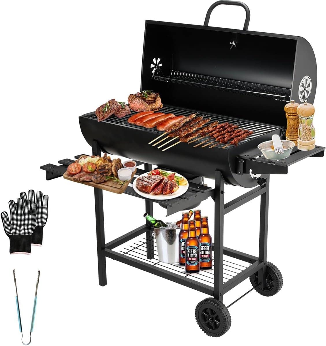 houtskool bbq xxl met deksel en thermometer grote barbecue