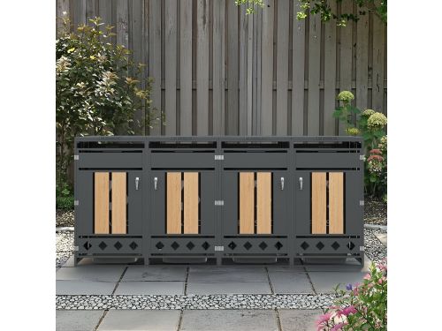 Kliko Ombouw - 4-Deurs - Afvalcontainer Opbergbox Met Klapdeksel En
