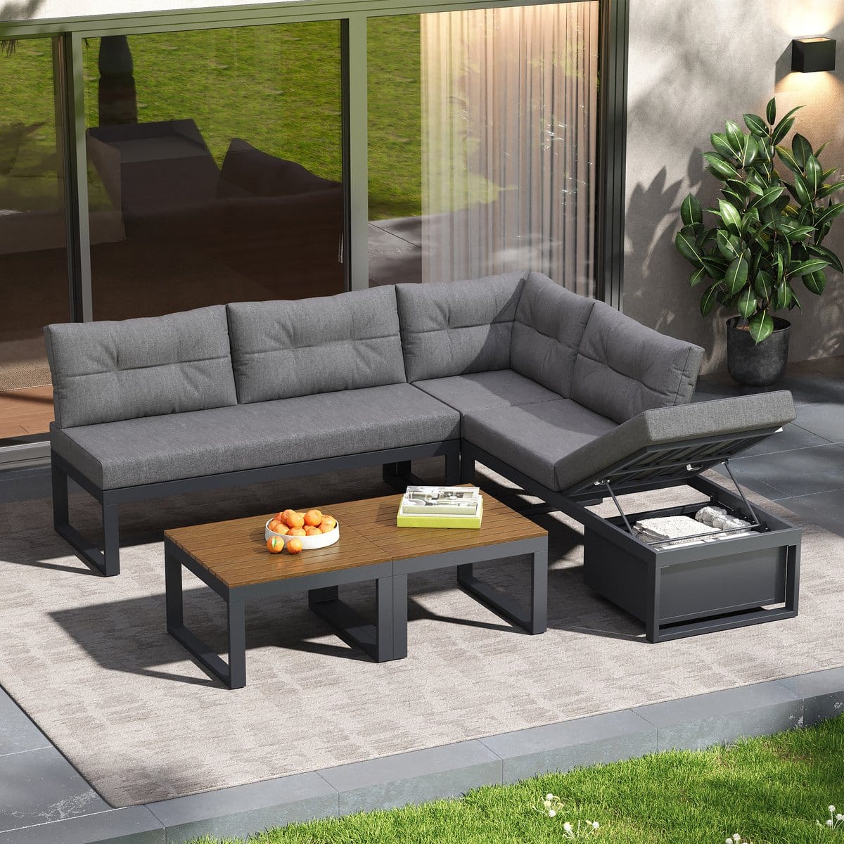 modenuit tuinmeubelset 191,5 x 191,5 cm verstelbare rugleuning en