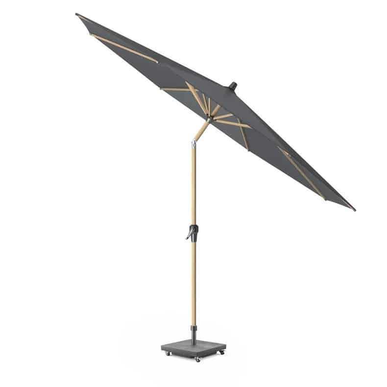 riva parasol 300 cm rond teak antraciet met kniksysteem