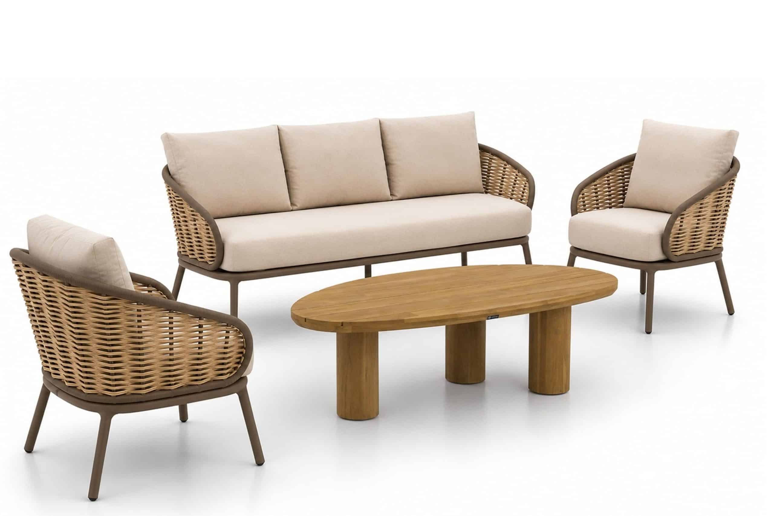 apple bee pine key/riah 135 cm stoel bank loungeset 4 delig