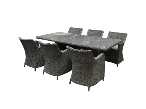 Bilbao Menorca dining tuinset 220x100xH77 cm 7 delig antraciet