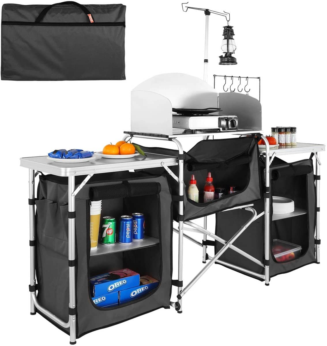 cinkpro camping keukentafel opvouwbaar outdoor kitchen met opbergvakken &