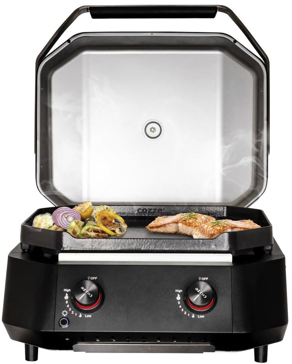 cozze® g 500 gas plancha met deksel 2 gasbranders