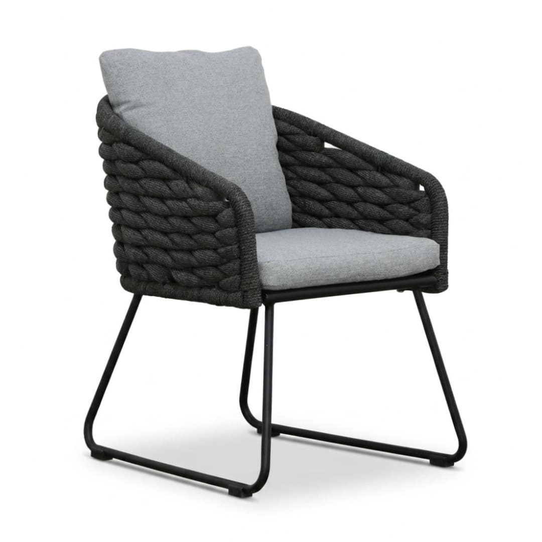 flora dining tuinstoel | touw + aluminium | stone grey