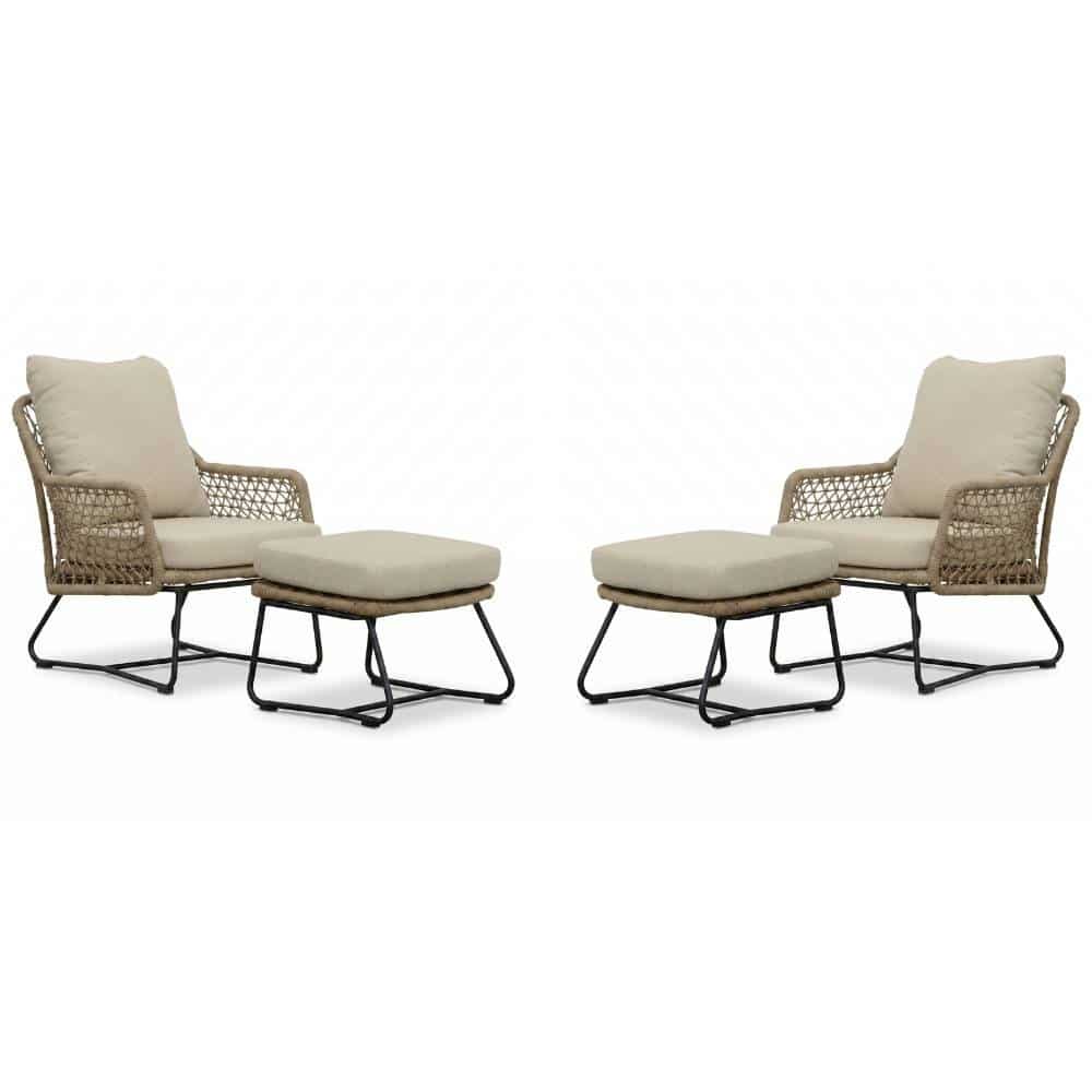 gianna lounge balkonset 2 personen | touw + aluminium | sahara dust | 4 delig