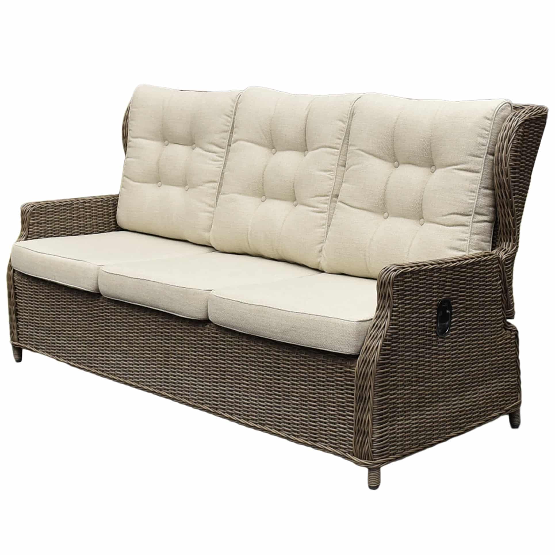 ibiza 3 zitsbank verstelbaar bruin wicker | naturel mixed weave kussens