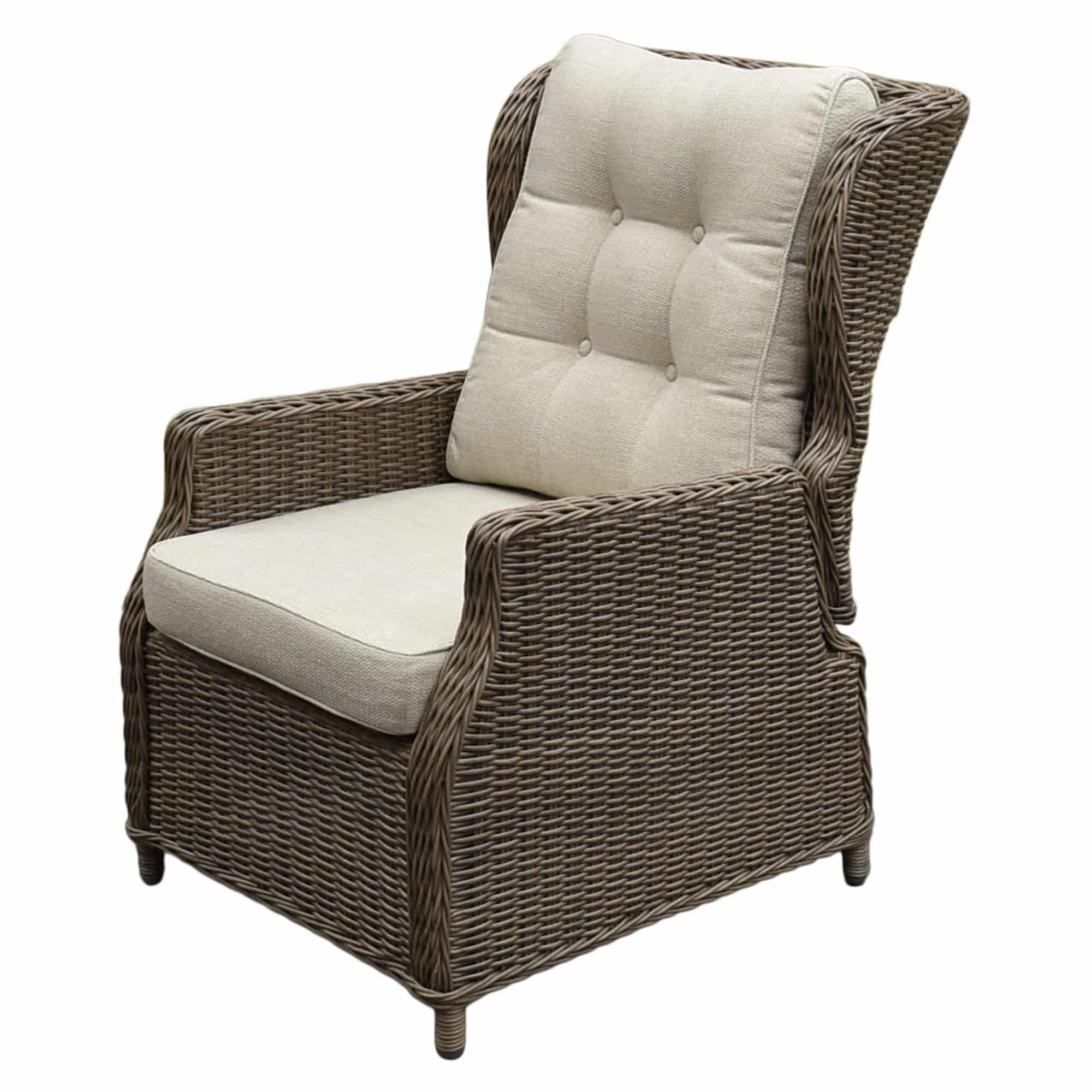 ibiza lounge tuinstoel verstelbaar bruin wicker | naturel mixed weave kussens