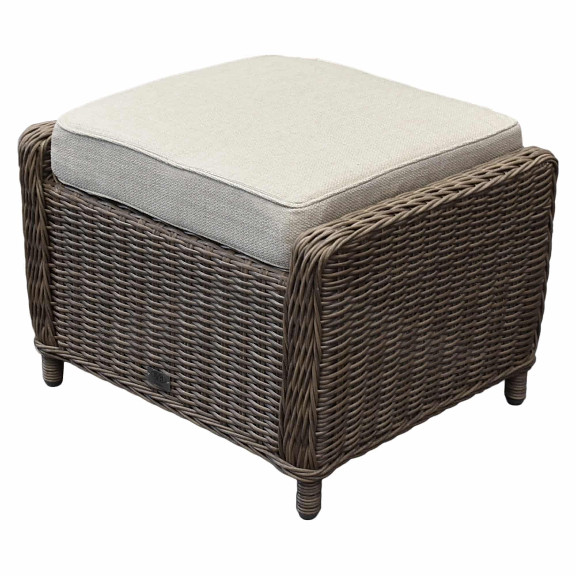 ibiza voetenbank 64x52xh43 cm bruin wicker | naturel mixed weave kussen