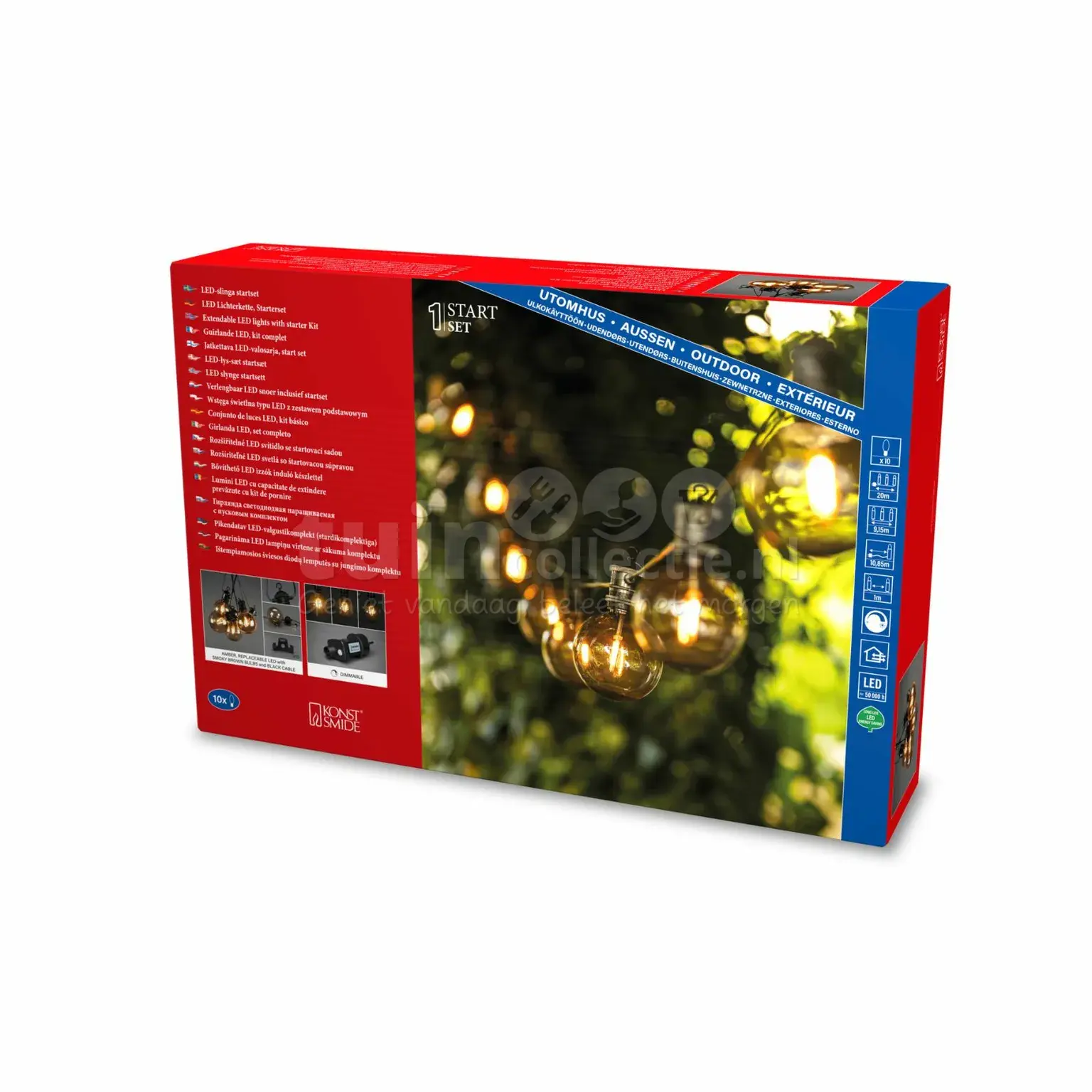 konstsmide partylights globe smoke startset 10 led 9,15m