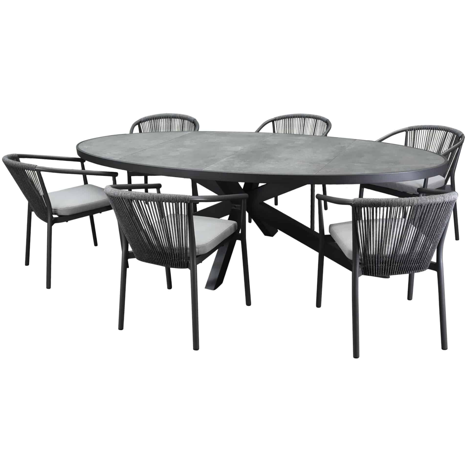 ohio apollo dining tuinset 241x116xh74 cm 7 delig antraciet keramiek