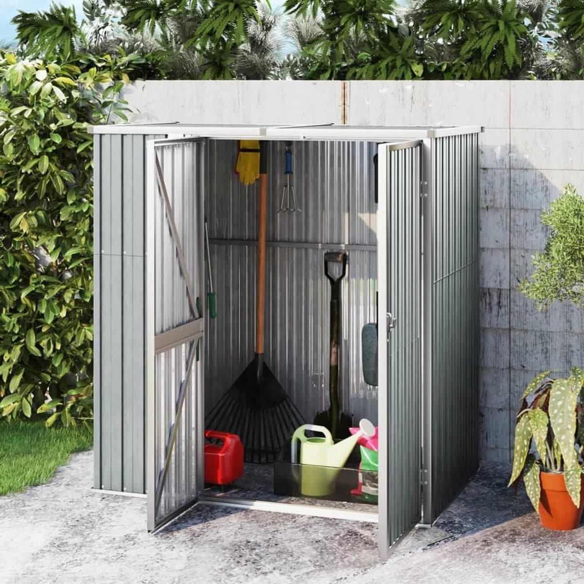 tuingereedschap schuur opbergbox tuin tuinspullen opbergen gegalvaniseerd
