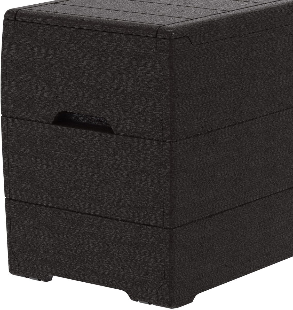unyqoos® donkerbruine kunststof opbergbox met afsluitbaar deksel en wielen