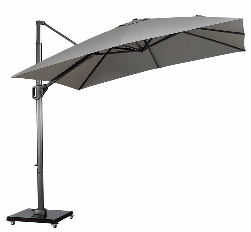 zweefparasol challenger t1 telescope premium 350×350 cm zonwering platinum platinum