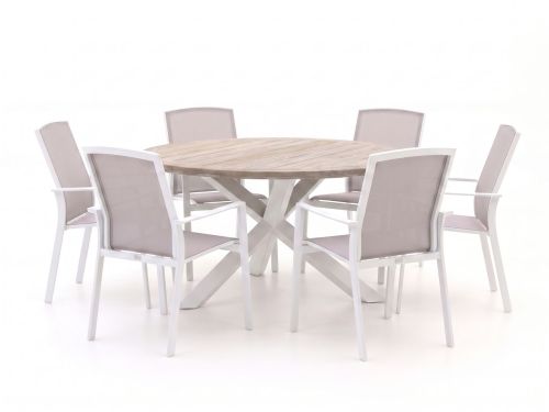 Forza Altea/ROUGH-Y ø150cm dining tuinset 7-delig stapelbaar - Laagste prijsgarantie!
