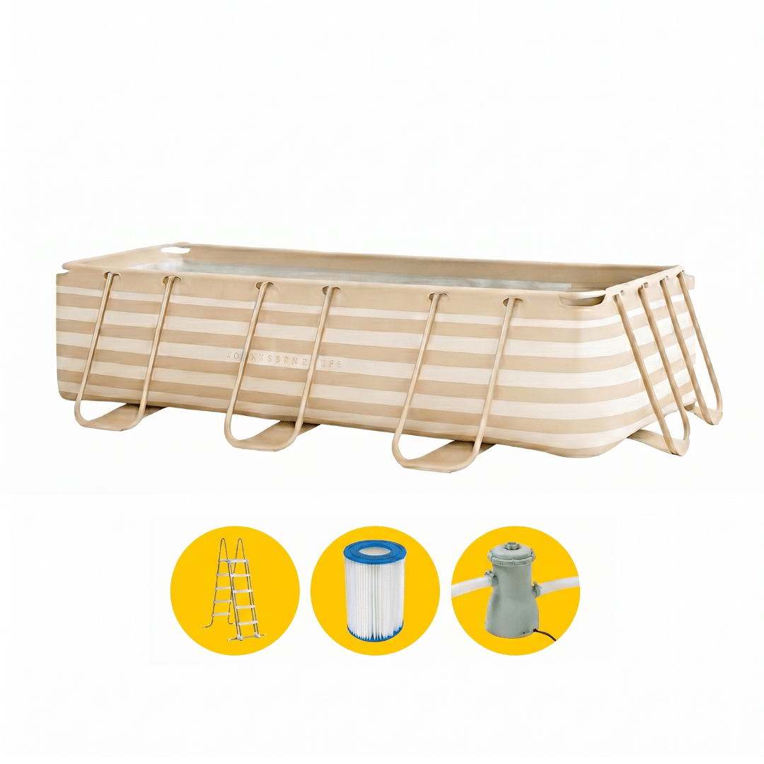 swim essentials essence zwembad 400 x 200 x 100 cm zand/wit met filterpomp en trap