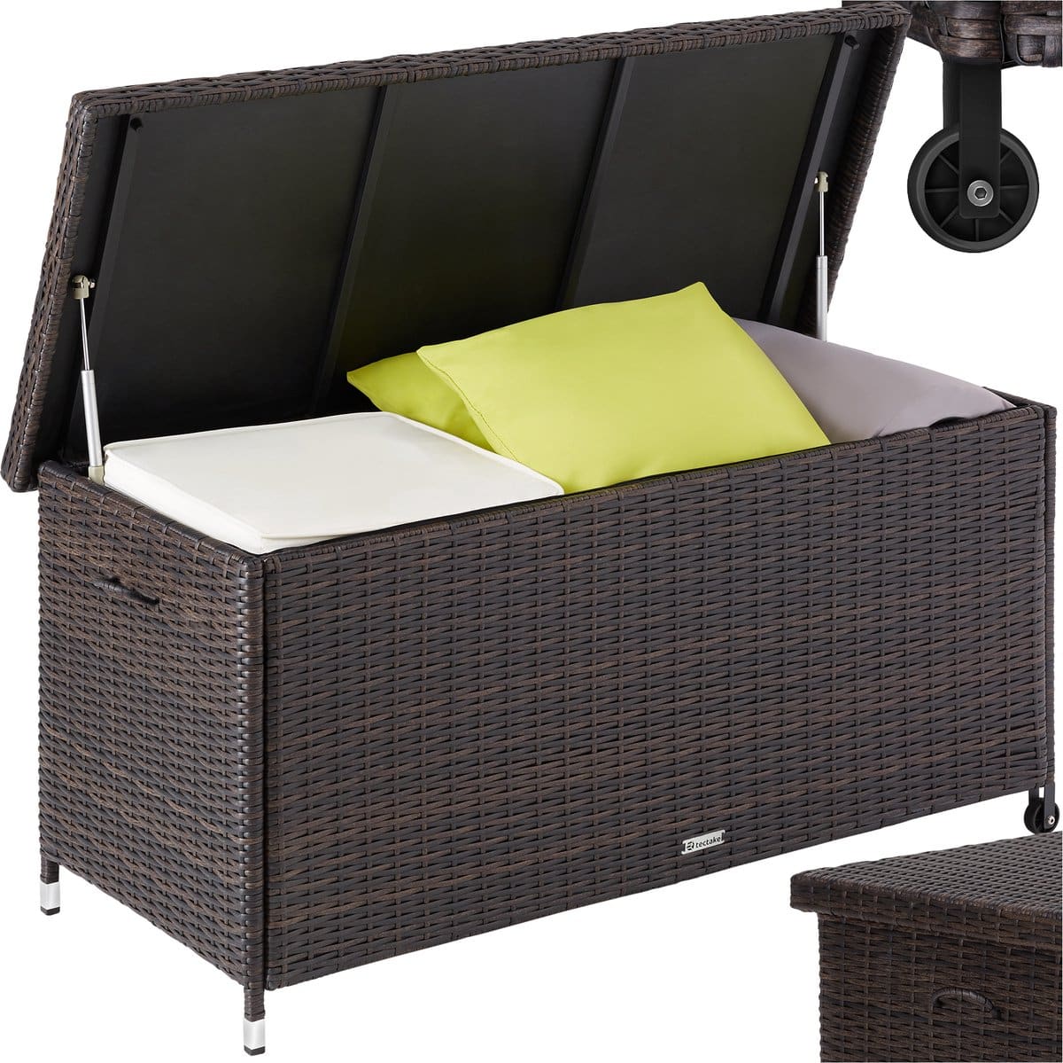 tectake® wicker opbergbox outdoor kussenbox uitneembare binnenzak en