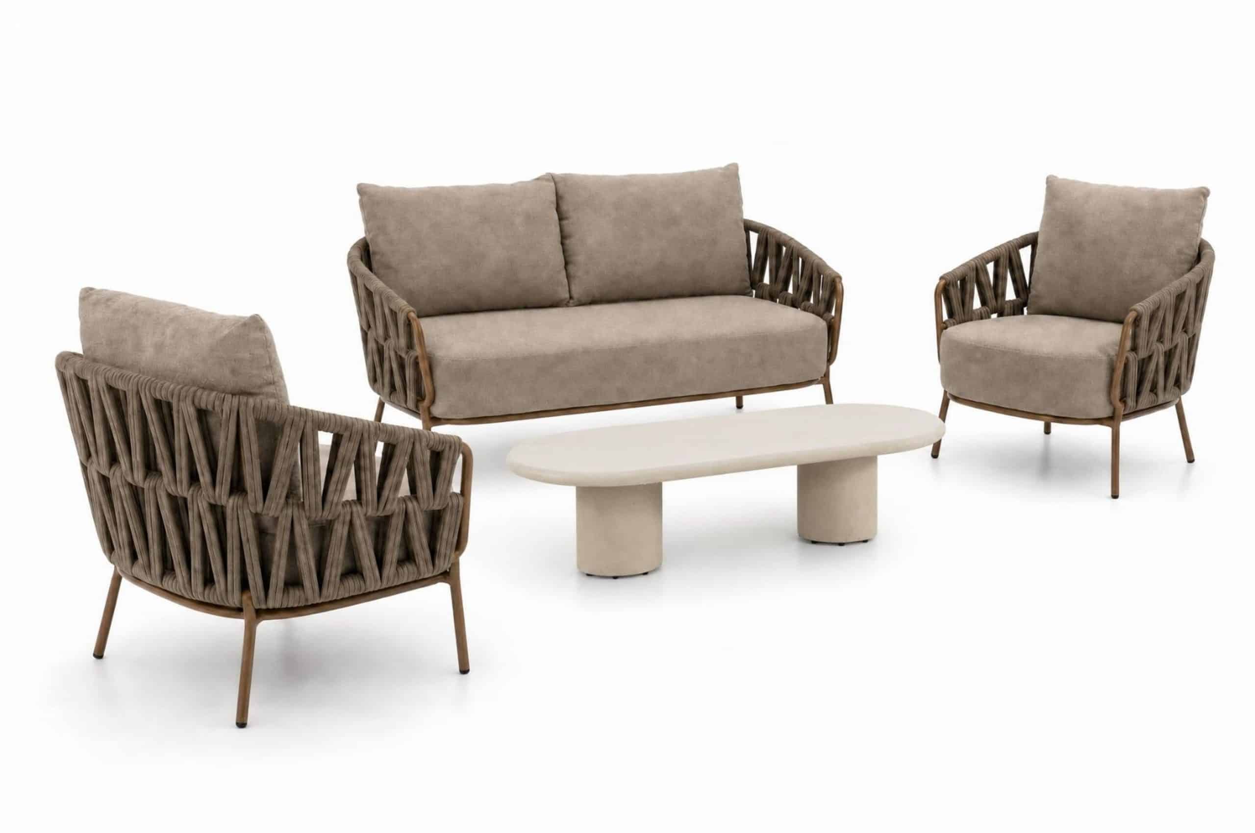 4 seasons outdoor biarritz/hampton 140×65 cm stoel bank loungeset 4 delig