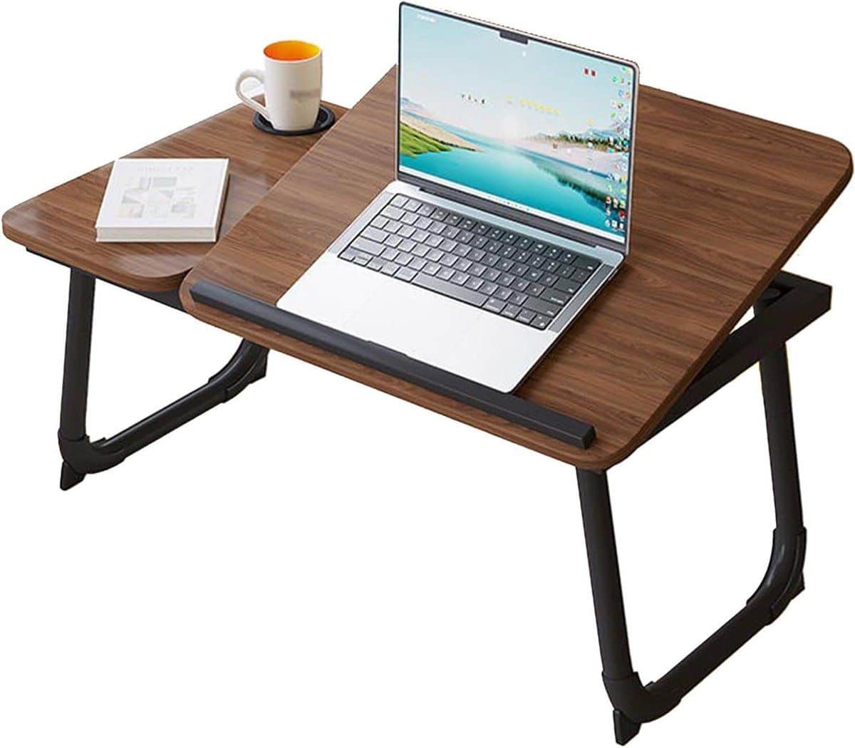 bedtafel met wieltjes, nachtkastje, klaptafel voor laptop, knietafel