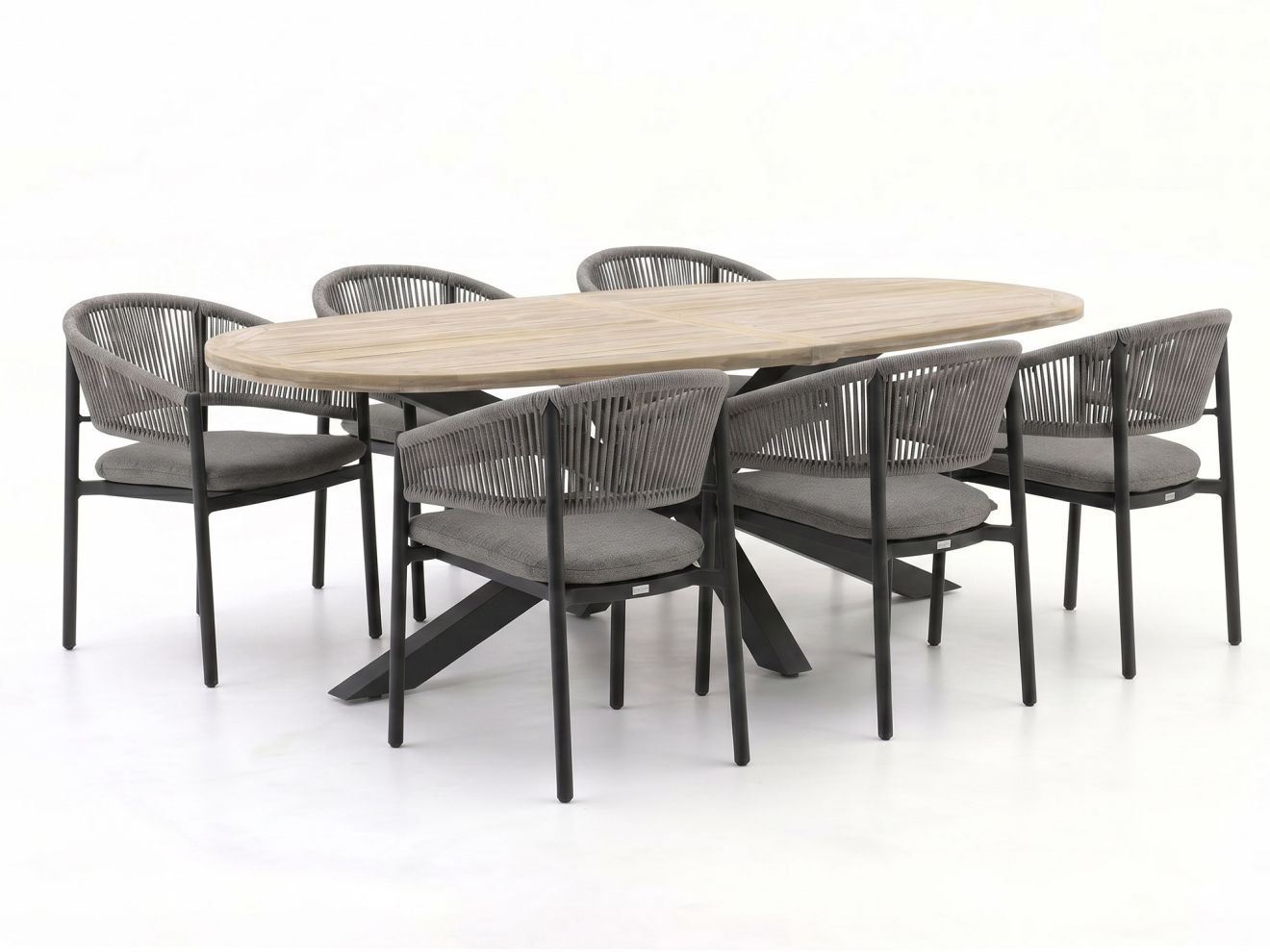 bellagio panaro/rough y ellips 240cm dining tuinset 7 delig stapelbaar laagste prijsgarantie!
