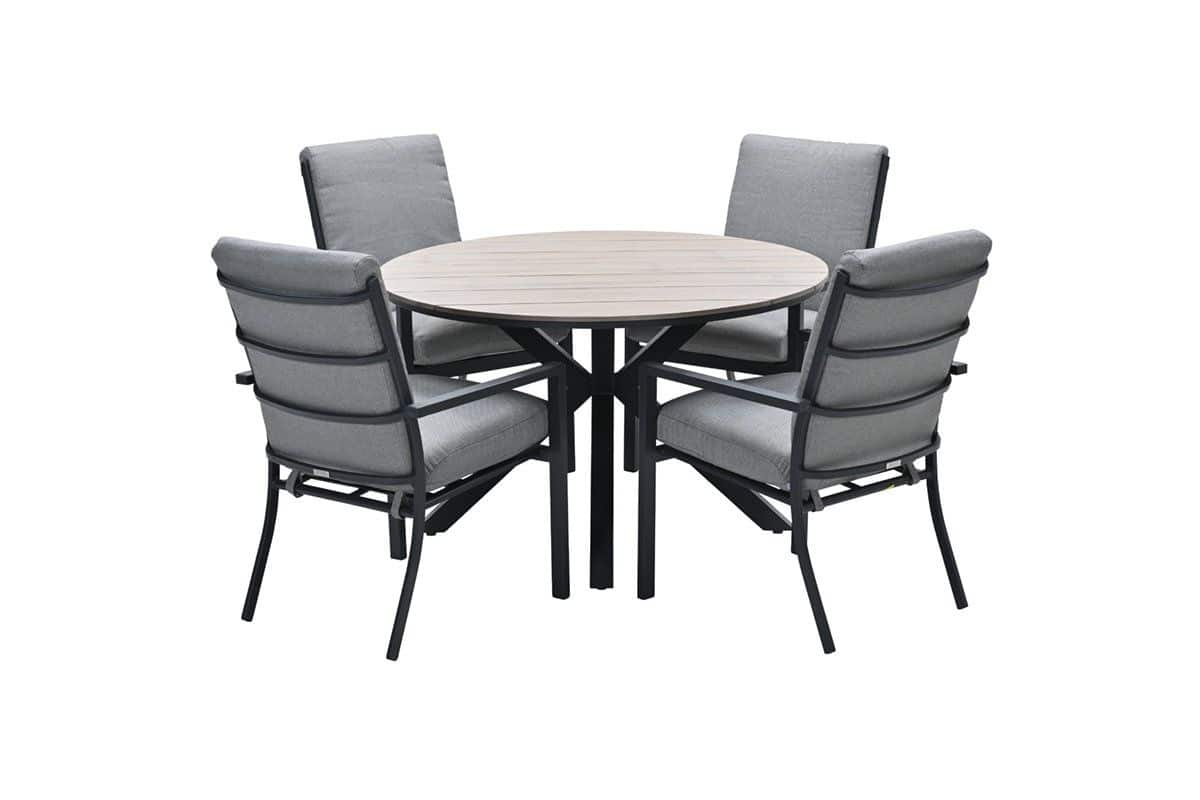 edison tafel diameter 122 cm carbon black light teak garden impressions garden impressions
