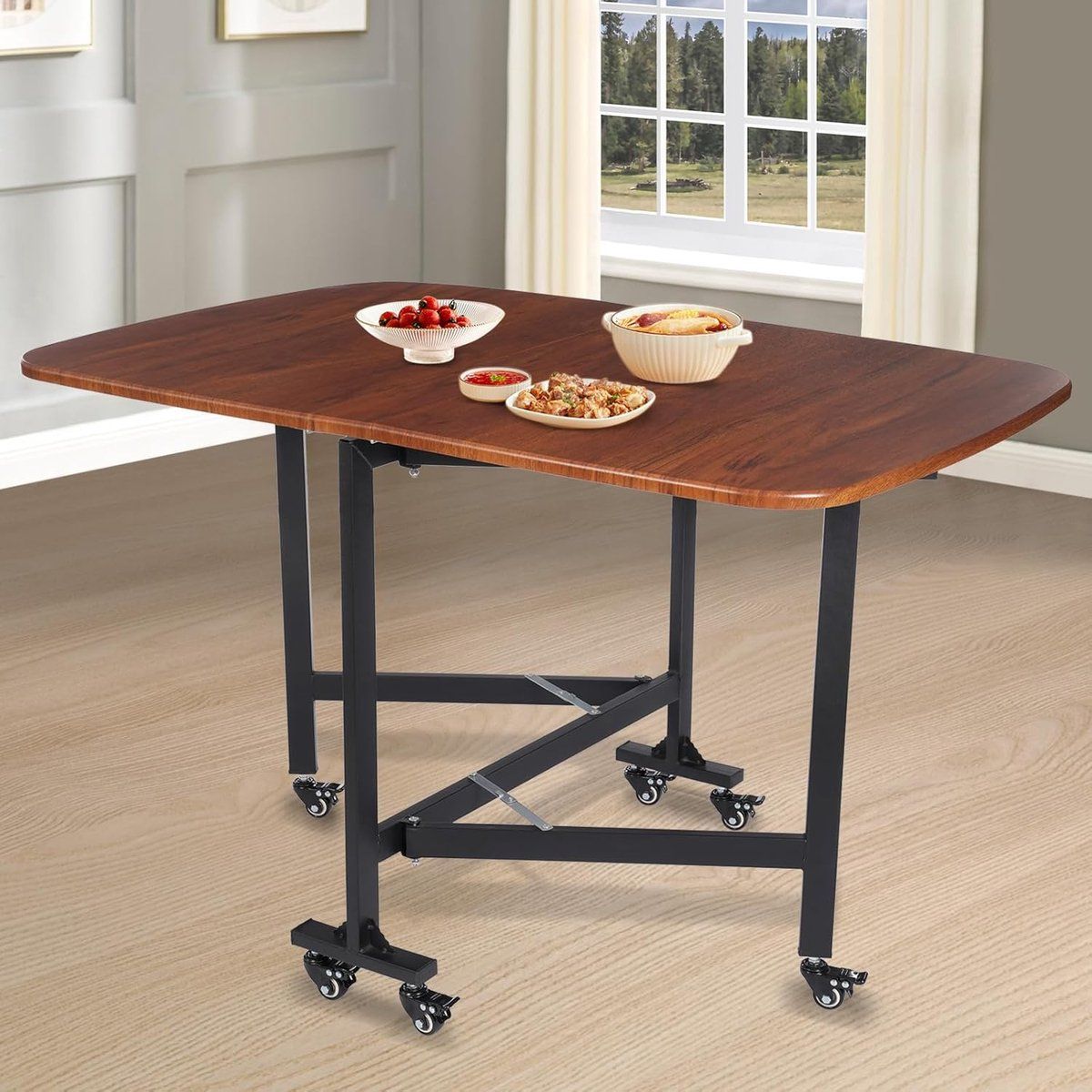 eettafel inklapbaar klaptafel wielen multifunctioneel gebruik 6